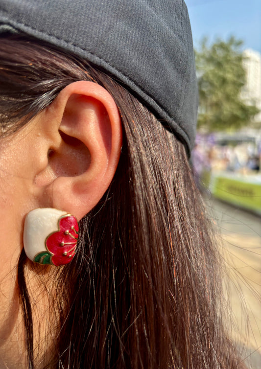 Rosy Canvas Studs