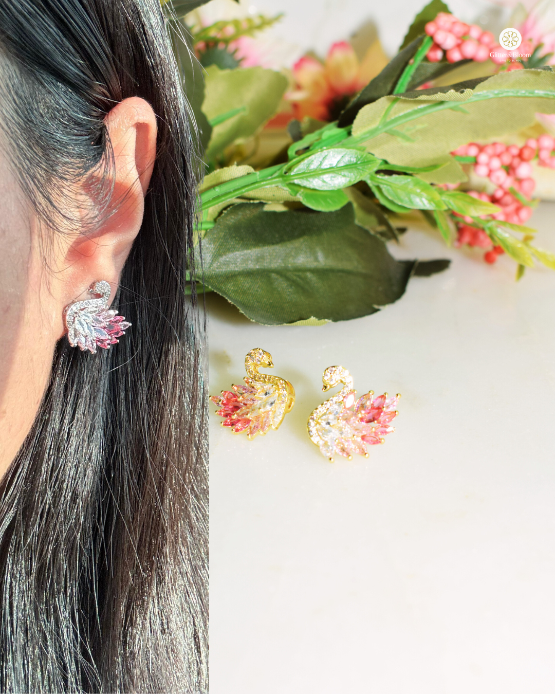 Blush Swan Earrings