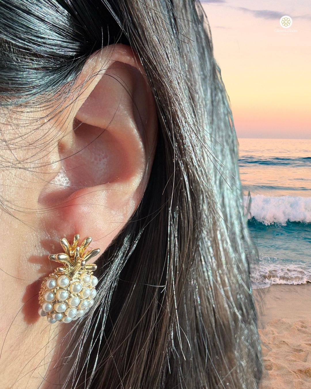 Pineapple Pearl Hoops