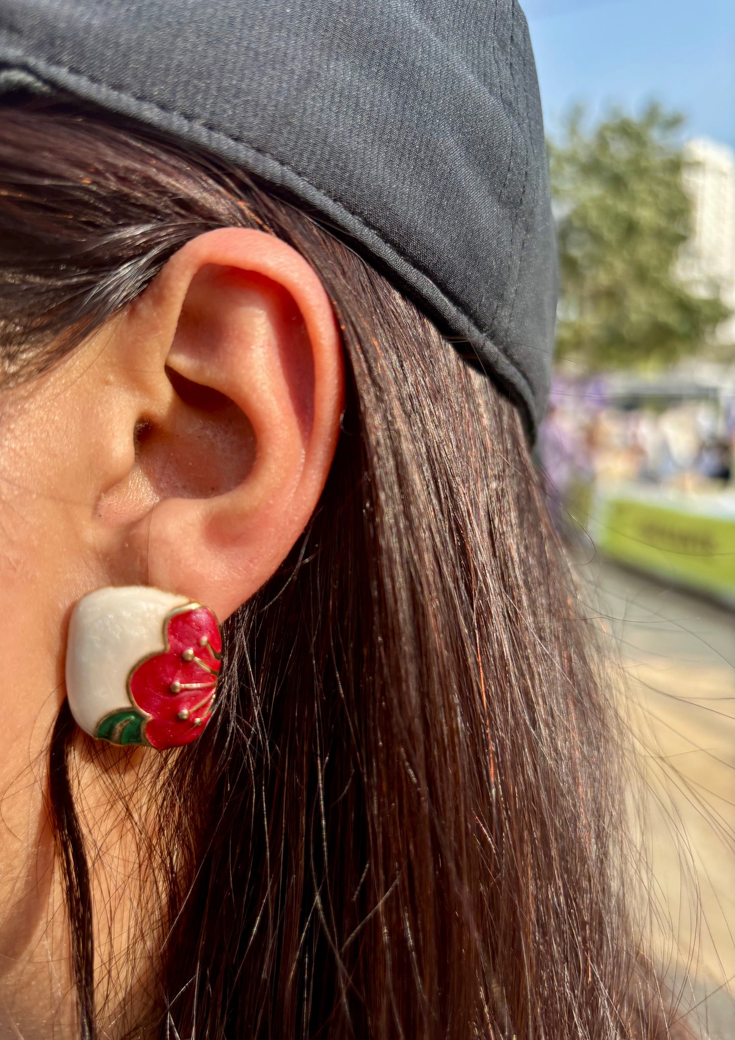 Rosy Canvas Studs