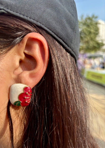 Rosy Canvas Studs