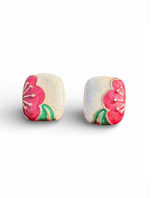 Rosy Canvas Studs