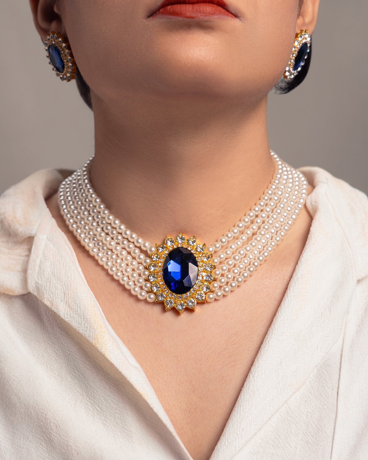 Regal Sapphire Pearl Set